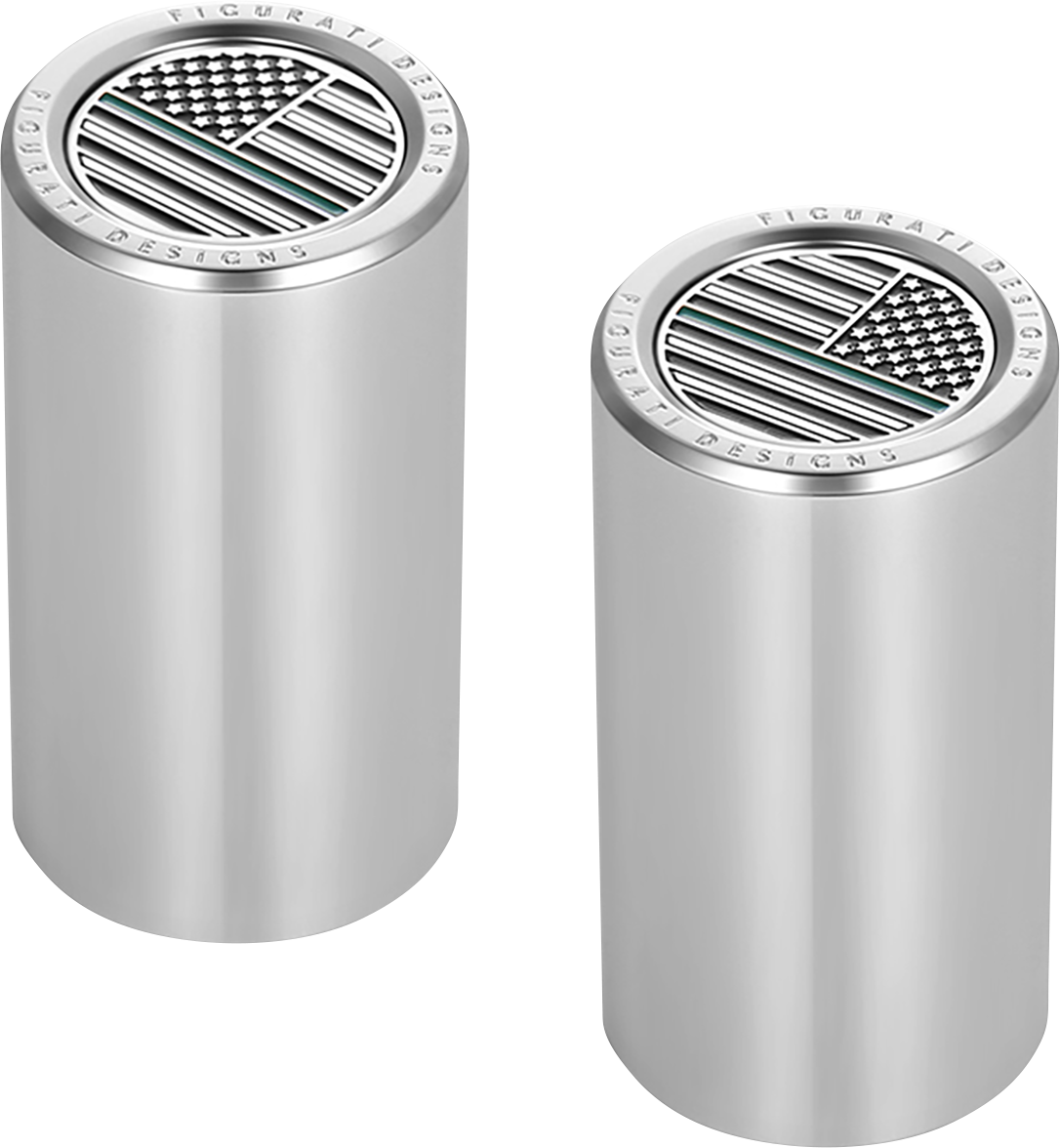 FIGURATI DESIGNS Docking Covers - American Flag - Green Line - Long - Silver FD72-DC-2545-SS