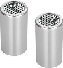 FIGURATI DESIGNS Docking Covers - American Flag - Green Line - Long - Silver FD72-DC-2545-SS