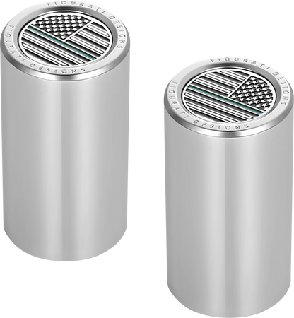 FIGURATI DESIGNS Docking Covers - American Flag - Green Line - Long - Silver FD72-DC-2545-SS