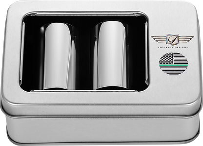FIGURATI DESIGNS Docking Covers - American Flag - Green Line - Long - Silver FD72-DC-2545-SS