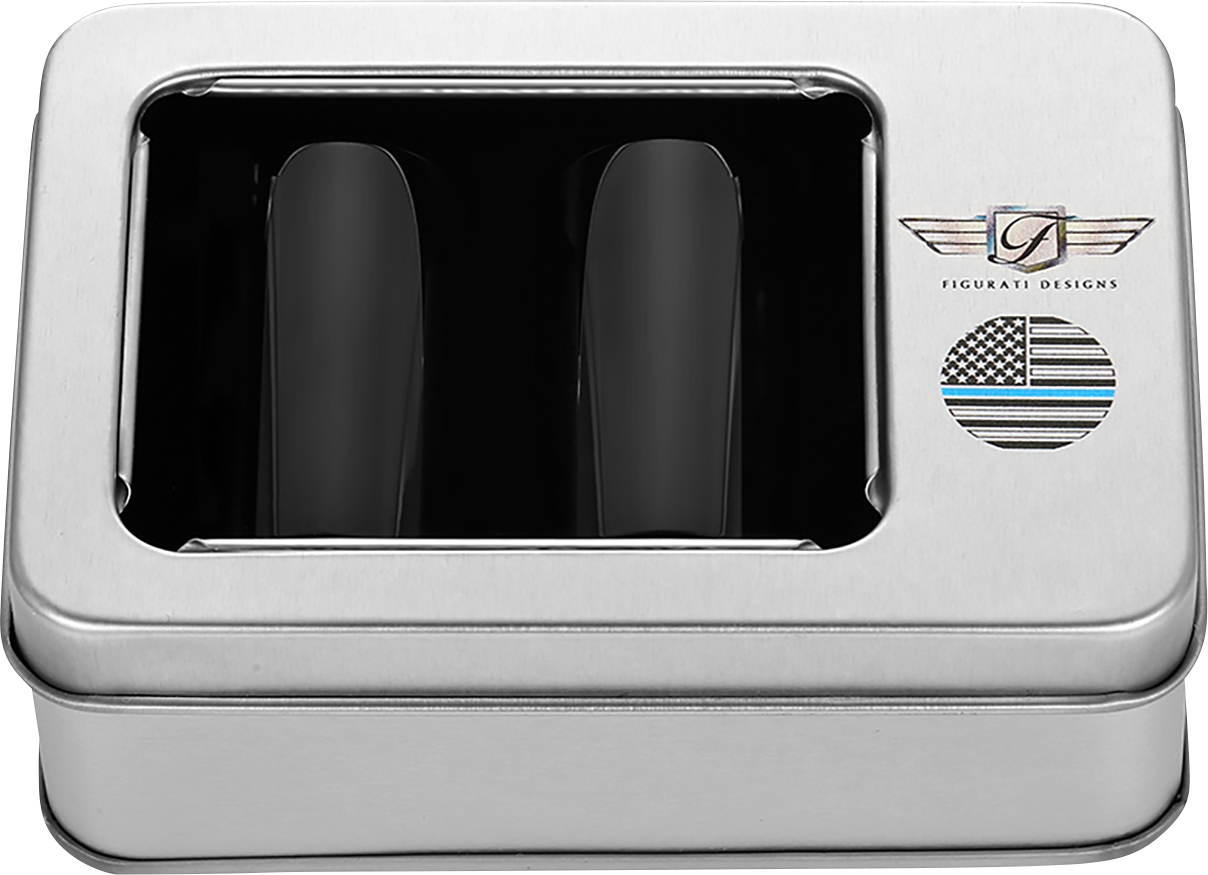 FIGURATI DESIGNS Docking Covers - American Flag - Blue Line - Long - Black FD71-DC-2545-BK