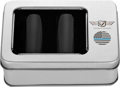FIGURATI DESIGNS Docking Covers - American Flag - Blue Line - Long - Black FD71-DC-2545-BK