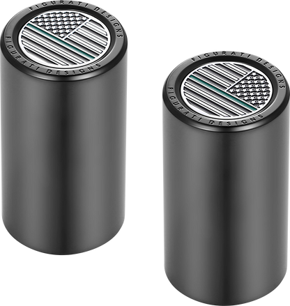 FIGURATI DESIGNS Docking Covers - American Flag - Green Line - Long - Black FD72-DC-2545-BK