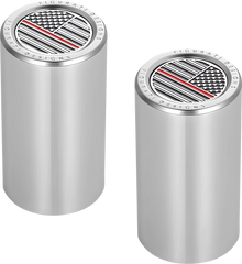 FIGURATI DESIGNS Docking Covers - American Flag - Red Line - Long - Silver FD73-DC-2545-SS
