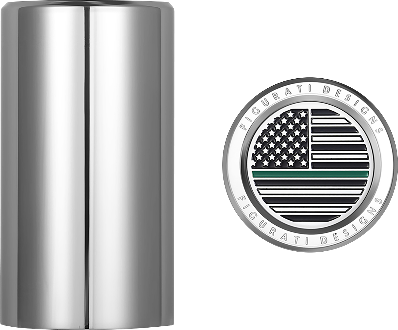 FIGURATI DESIGNS Docking Covers - American Flag - Green Line - Long - Silver FD72-DC-2545-SS