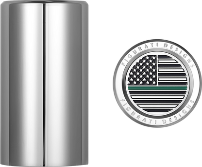 FIGURATI DESIGNS Docking Covers - American Flag - Green Line - Long - Silver FD72-DC-2545-SS