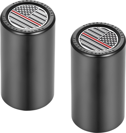 FIGURATI DESIGNS Docking Covers - American Flag - Red Line - Long - Black FD73-DC-2545-BK