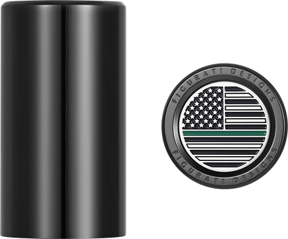 FIGURATI DESIGNS Docking Covers - American Flag - Green Line - Long - Black FD72-DC-2545-BK
