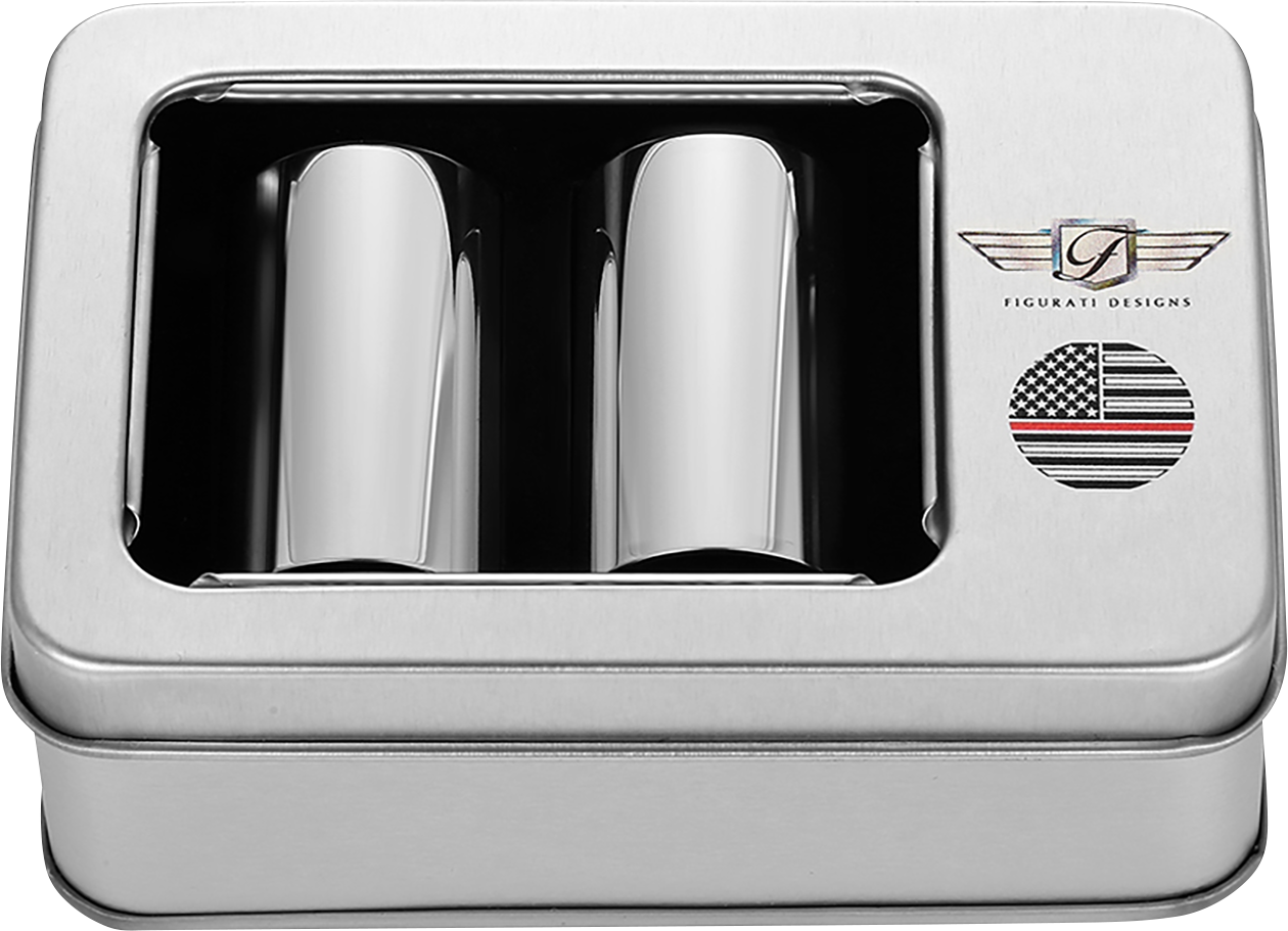 FIGURATI DESIGNS Docking Covers - American Flag - Red Line - Long - Silver FD73-DC-2545-SS