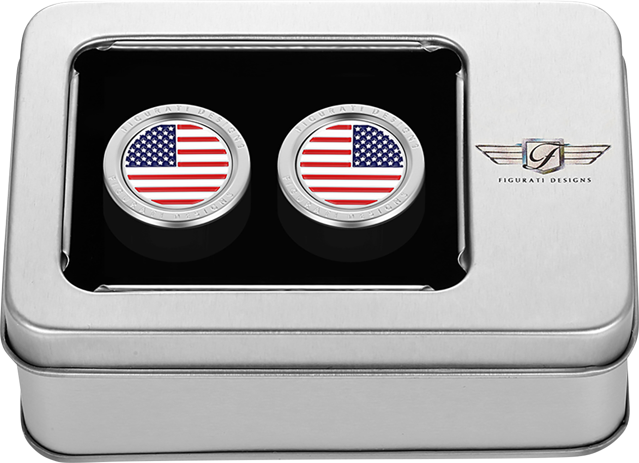FIGURATI DESIGNS Docking Covers - American Flag - Silver FD20-DC-2730-SS