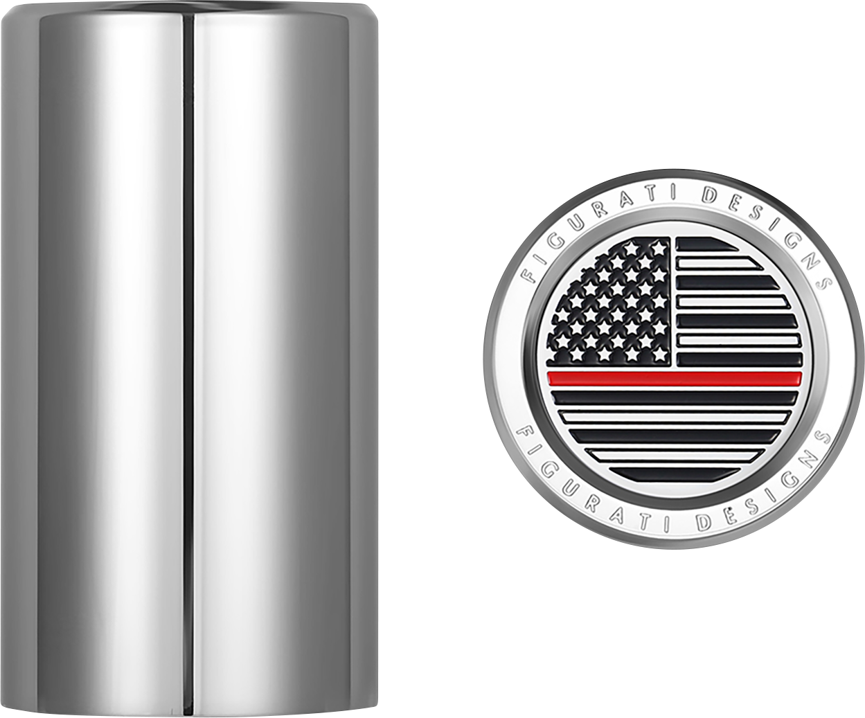 FIGURATI DESIGNS Docking Covers - American Flag - Red Line - Long - Silver FD73-DC-2545-SS