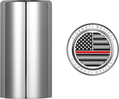 FIGURATI DESIGNS Docking Covers - American Flag - Red Line - Long - Silver FD73-DC-2545-SS