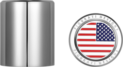 FIGURATI DESIGNS Docking Covers - American Flag - Silver FD20-DC-2730-SS