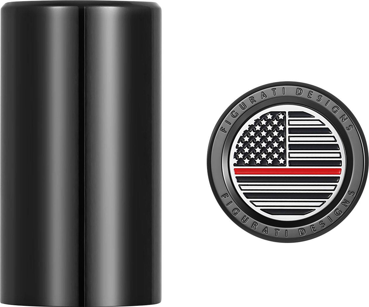 FIGURATI DESIGNS Docking Covers - American Flag - Red Line - Long - Black FD73-DC-2545-BK
