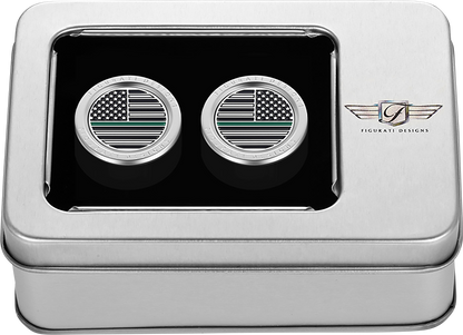 FIGURATI DESIGNS Docking Covers - American Flag - Contrast Cut - Silver FD72-DC-2730-SS
