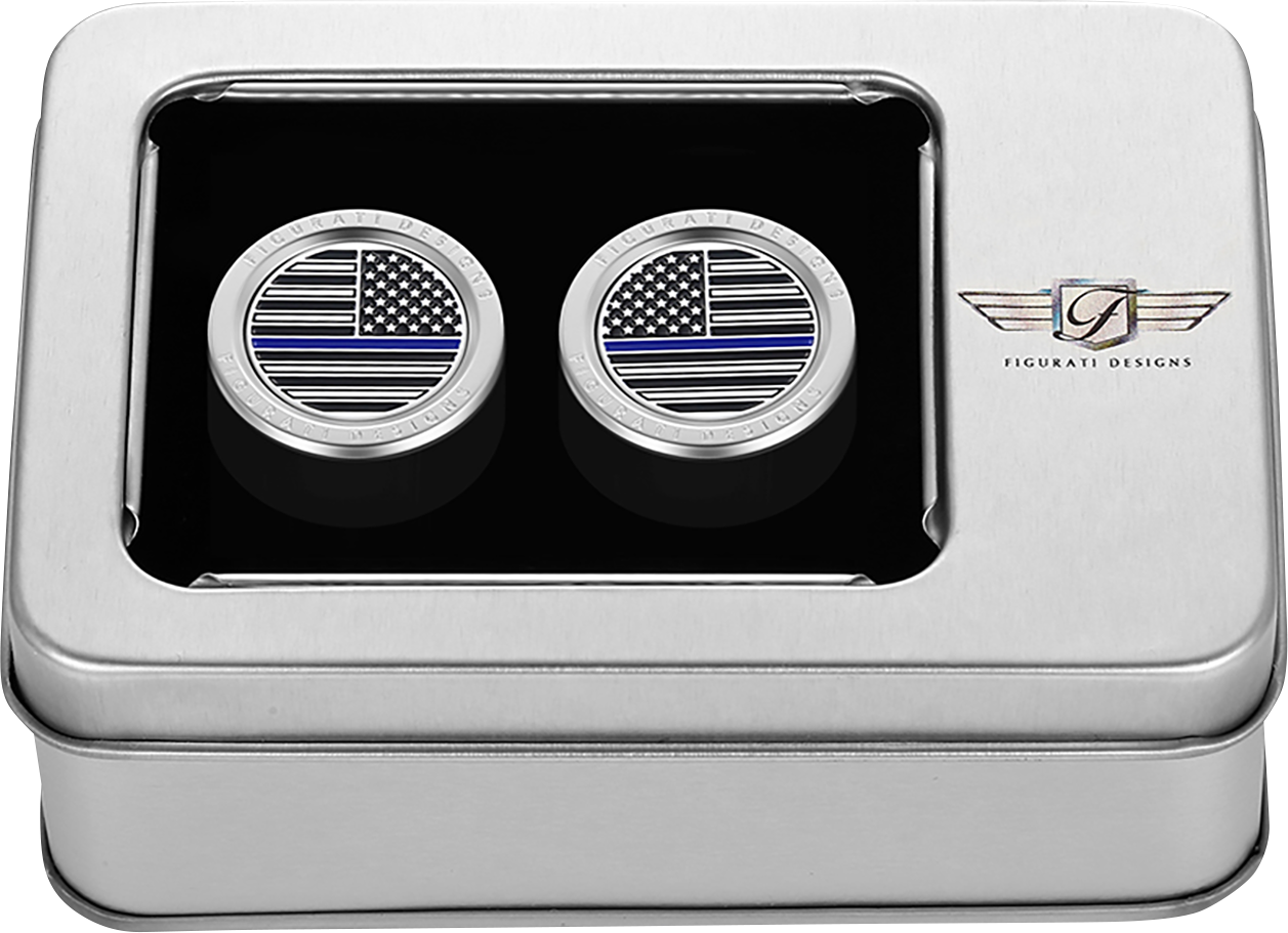 FIGURATI DESIGNS Docking Covers - American Flag - Contrast Cut - Silver FD70-DC-2730-SS