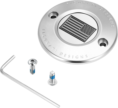 FIGURATI DESIGNS Timing Cover - 2 Hole - American Flag - Contrast Cut - Stainless Steel FD26R-TC-2H-SS