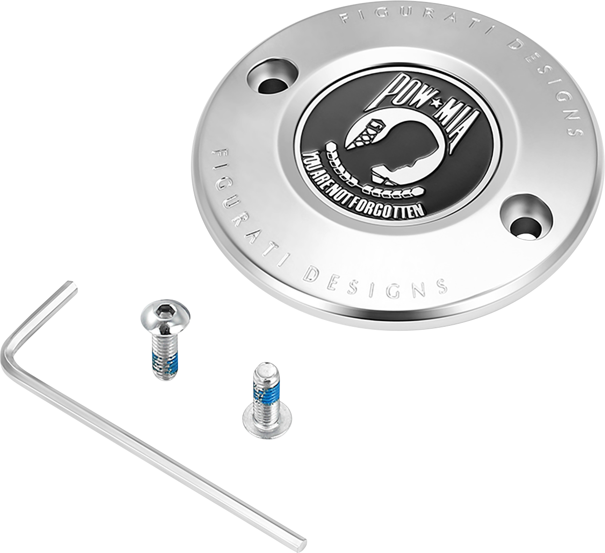 FIGURATI DESIGNS Timing Cover - 2 Hole - POW MIA - Stainless Steel FD50-TC-2H-SS