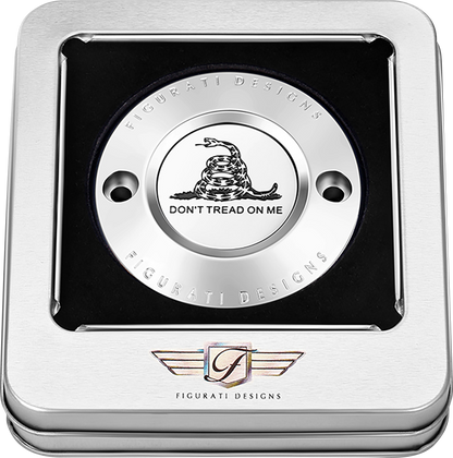 FIGURATI DESIGNS Timing Cover - 2 Hole - Don't Tread on Me - Stainless Steel FD40-TC-2H-SS