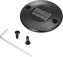 FIGURATI DESIGNS Timing Cover - 2 Hole - Blue Line American Flag - Black FD71-TC-2H-BLK