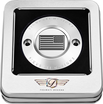 FIGURATI DESIGNS Timing Cover - 2 Hole - American Flag - Contrast Cut - Stainless Steel FD26R-TC-2H-SS