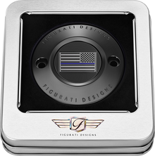FIGURATI DESIGNS Timing Cover - 2 Hole - Blue Line American Flag - Black FD71-TC-2H-BLK