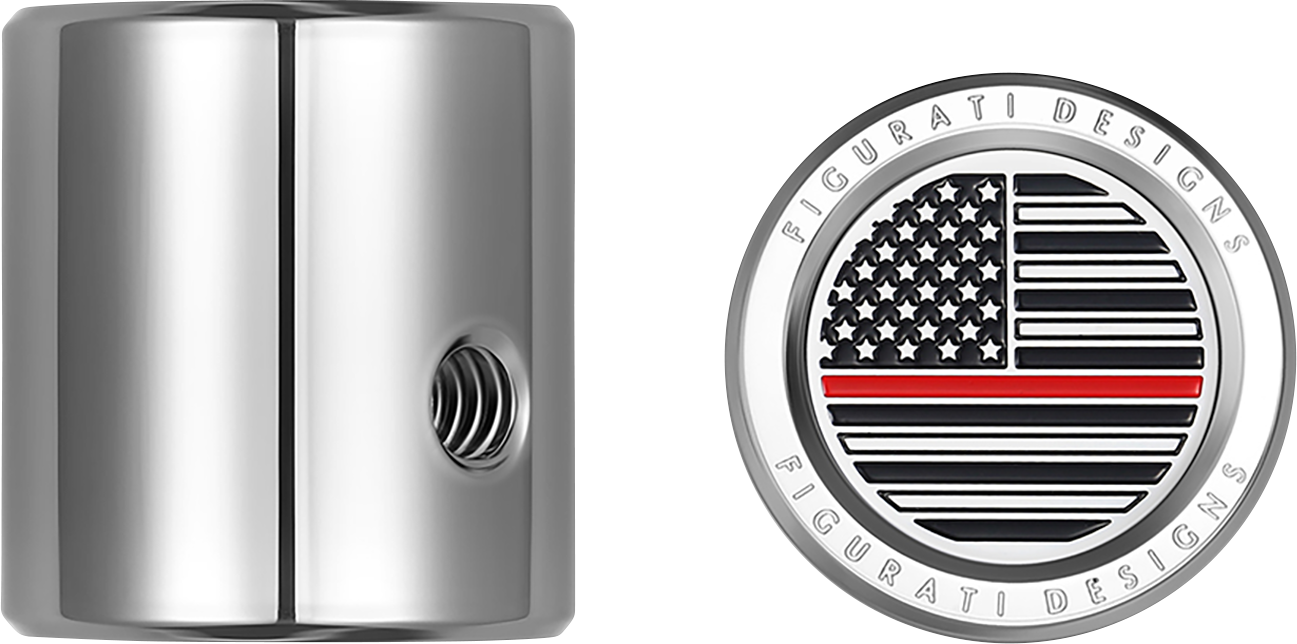FIGURATI DESIGNS Heel-Toe Shifter Cover - Red Line American Flag - Stainless Steel FD73-HTSC-SS
