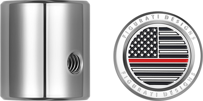 FIGURATI DESIGNS Heel-Toe Shifter Cover - Red Line American Flag - Stainless Steel FD73-HTSC-SS