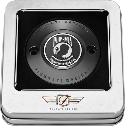FIGURATI DESIGNS Timing Cover - 2 Hole - POW MIA - Black FD50-TC-2H-BLK