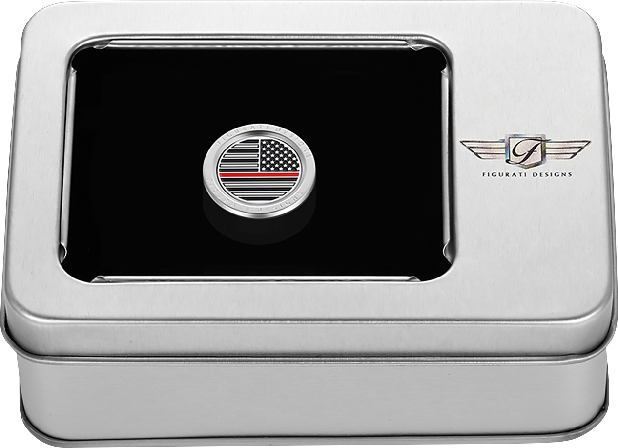 FIGURATI DESIGNS Heel-Toe Shifter Cover - Red Line American Flag - Stainless Steel FD73-HTSC-SS
