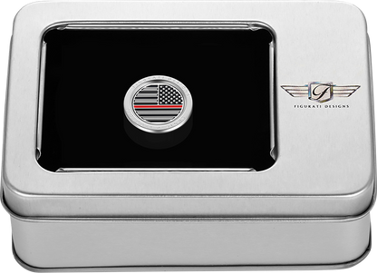 FIGURATI DESIGNS Heel-Toe Shifter Cover - Red Line American Flag - Stainless Steel FD73-HTSC-SS