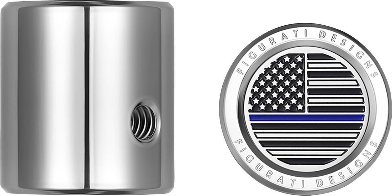FIGURATI DESIGNS Heel-Toe Shifter Cover - Blue Line American Flag - Stainless Steel FD70-HTSC-SS