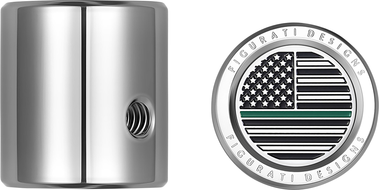FIGURATI DESIGNS Heel-Toe Shifter Cover - Green Line American Flag - Stainless Steel FD72-HTSC-SS