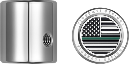 FIGURATI DESIGNS Heel-Toe Shifter Cover - Green Line American Flag - Stainless Steel FD72-HTSC-SS
