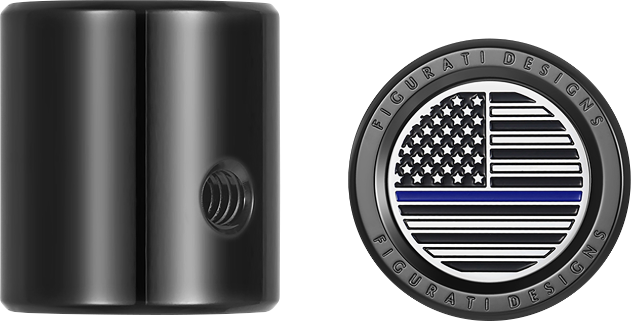 FIGURATI DESIGNS Heel-Toe Shifter Cover - Blue Line American Flag - Black FD71-HTSC-BLK