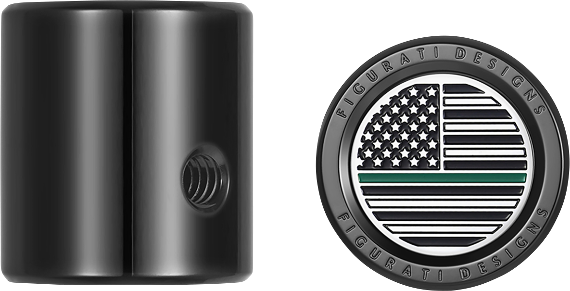 FIGURATI DESIGNS Heel-Toe Shifter Cover - Green Line American Flag - Black FD72-HTSC-BLK