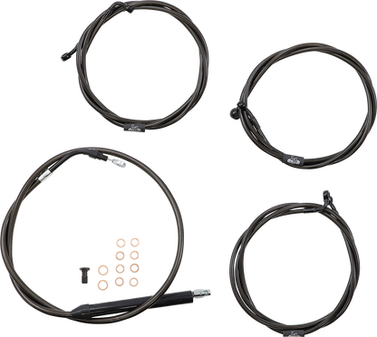LA CHOPPERS Standard Midnight Braided Handlebar Cable/Brake Line Kit - 15"-17" Ape Hangers - '21-'22 FLH LA-8056KT-16M