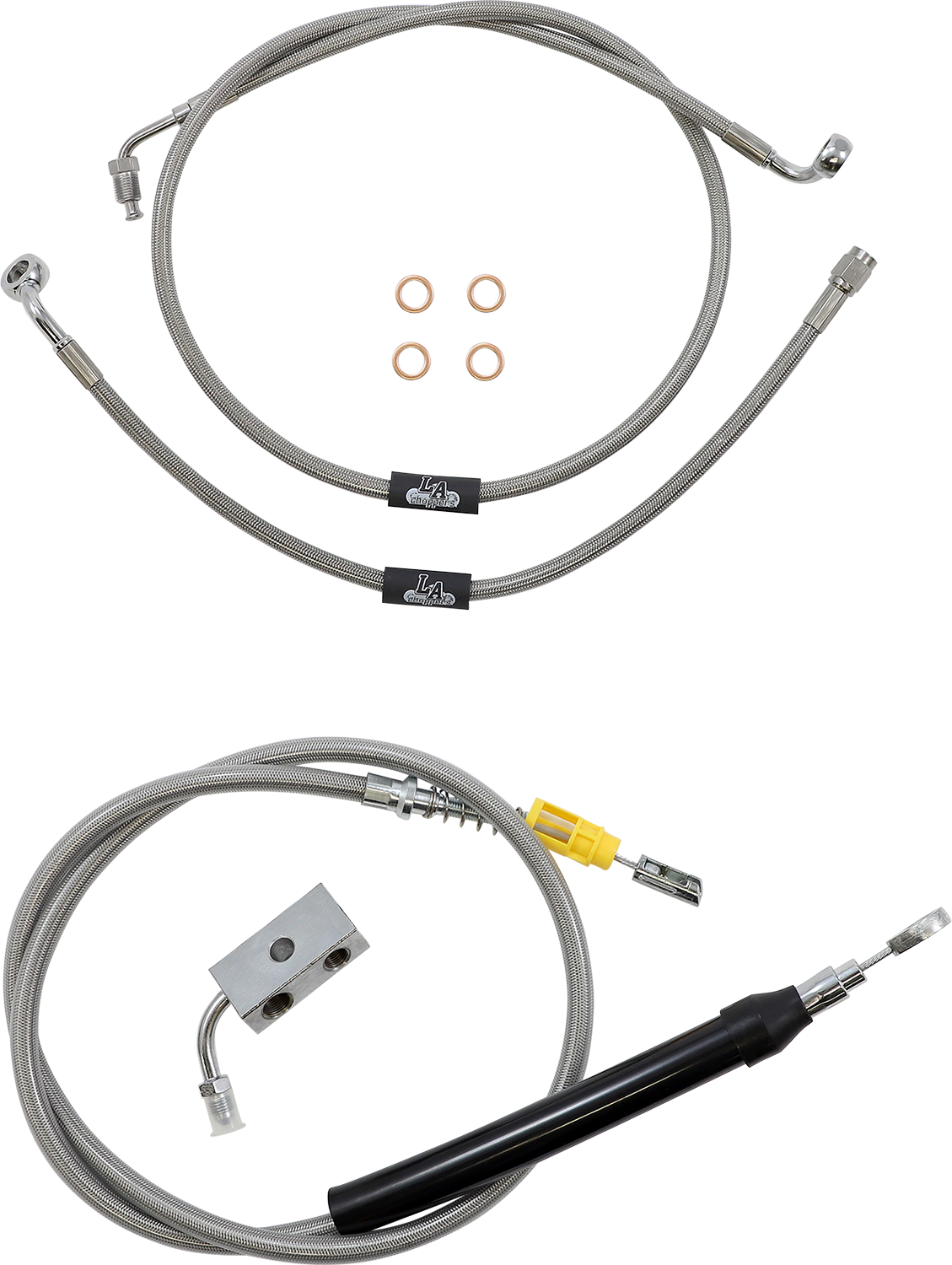 LA CHOPPERS Standard Stainless Braided Handlebar Cable/Brake Line Kit - 18"-20" Ape Hangers - '18-'22 Softail LA-8155KT-19