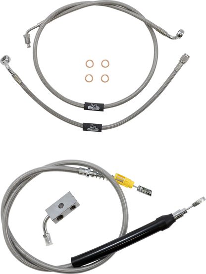LA CHOPPERS Standard Stainless Braided Handlebar Cable/Brake Line Kit - 18"-20" Ape Hangers - '18-'22 Softail LA-8155KT-19