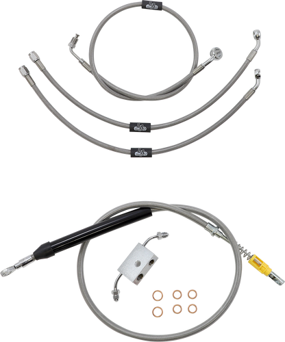 LA CHOPPERS Standard Stainless Braided Handlebar Cable/Brake Line Kit 12"-14" Ape Hangers - '18-'24 Softail LA-8157KT-13