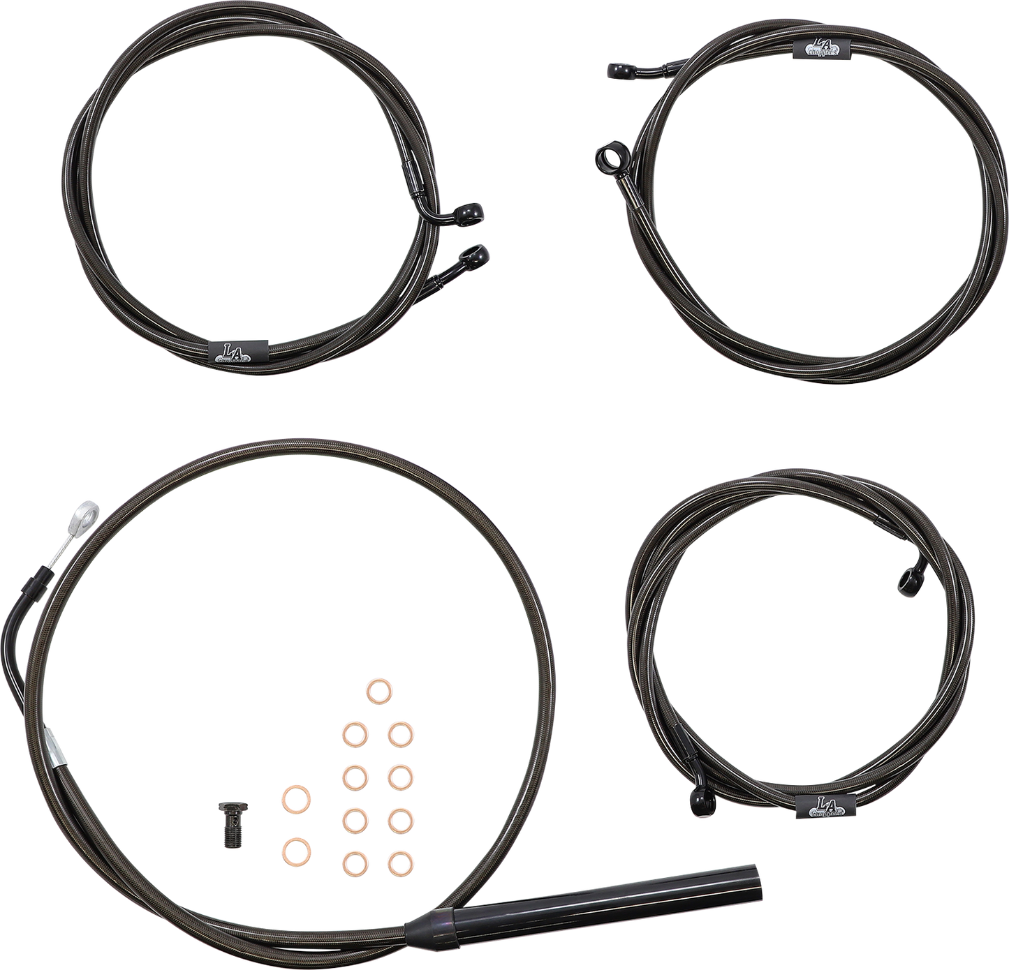 LA CHOPPERS Standard Midnight Braided Handlebar Cable/Brake Line Kit - 12"-14" Ape Hangers - '21-'22 FLH LA-8056KT-13M