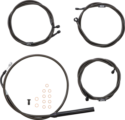 LA CHOPPERS Standard Midnight Braided Handlebar Cable/Brake Line Kit - 12"-14" Ape Hangers - '21-'22 FLH LA-8056KT-13M