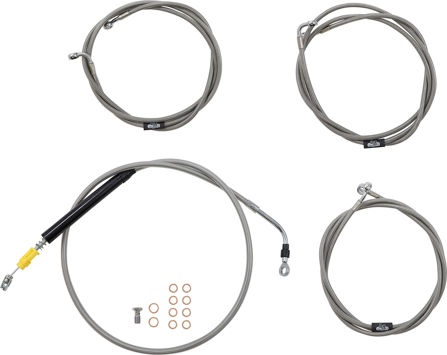 LA CHOPPERS Standard Stainless Braided Handlebar Cable/Brake Line Kit - 18"-20" Ape Hangers - '21-'22 FLH LA-8056KT-19