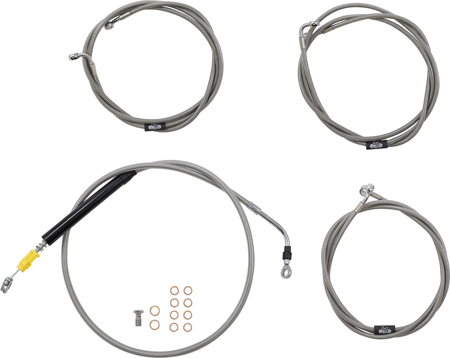 LA CHOPPERS Standard Stainless Braided Handlebar Cable/Brake Line Kit - 18"-20" Ape Hangers - '21-'22 FLH LA-8056KT-19