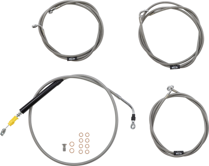 LA CHOPPERS Standard Stainless Braided Handlebar Cable/Brake Line Kit - 18"-20" Ape Hangers - '21-'22 FLH LA-8056KT-19