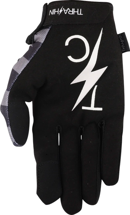 THRASHIN SUPPLY CO. Stars & Bolts Stealth Gloves - Black/Gray - Small SV1-13-08