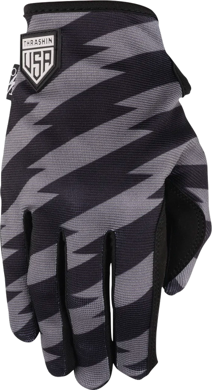 THRASHIN SUPPLY CO. Stars & Bolts Stealth Gloves - Black/Gray - Large SV1-13-10