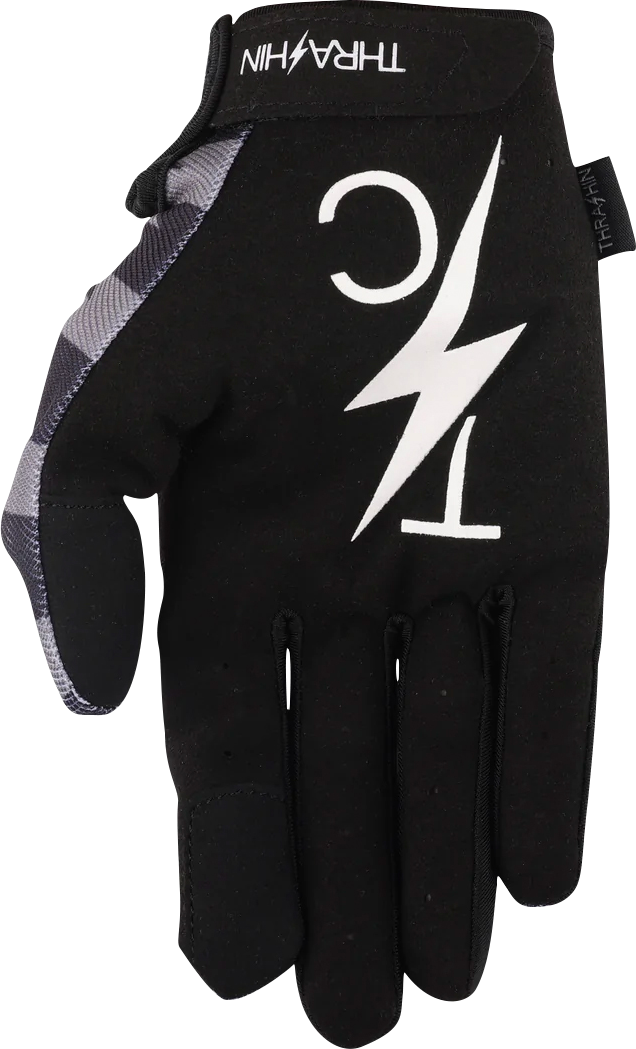 THRASHIN SUPPLY CO. Stars & Bolts Stealth Gloves - Black/Gray - Medium SV1-13-09