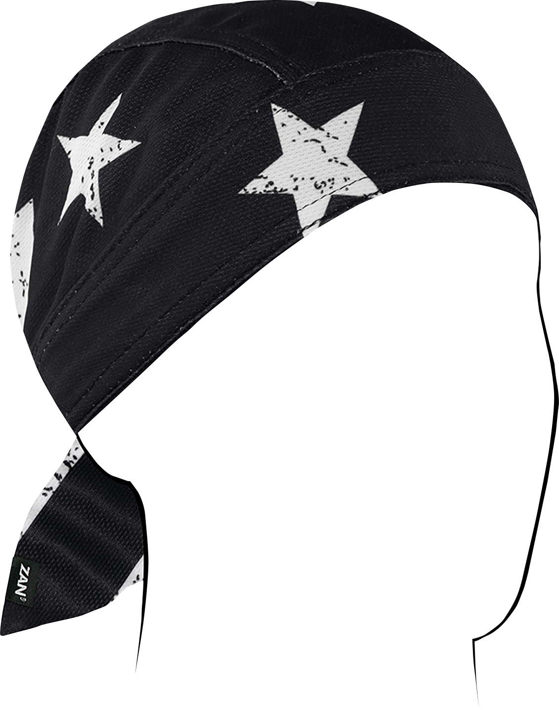 ZAN HEADGEAR Flydanna® Micro-Mesh Polyester Headwrap - Black/White Flag ZM091