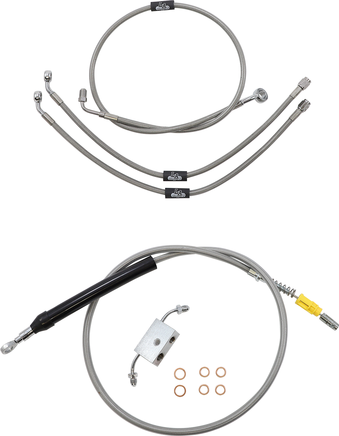 LA CHOPPERS Standard Stainless Braided Handlebar Cable/Brake Line Kit 18"-20" Ape Hangers - '18-'24 Softail LA-8157KT-19